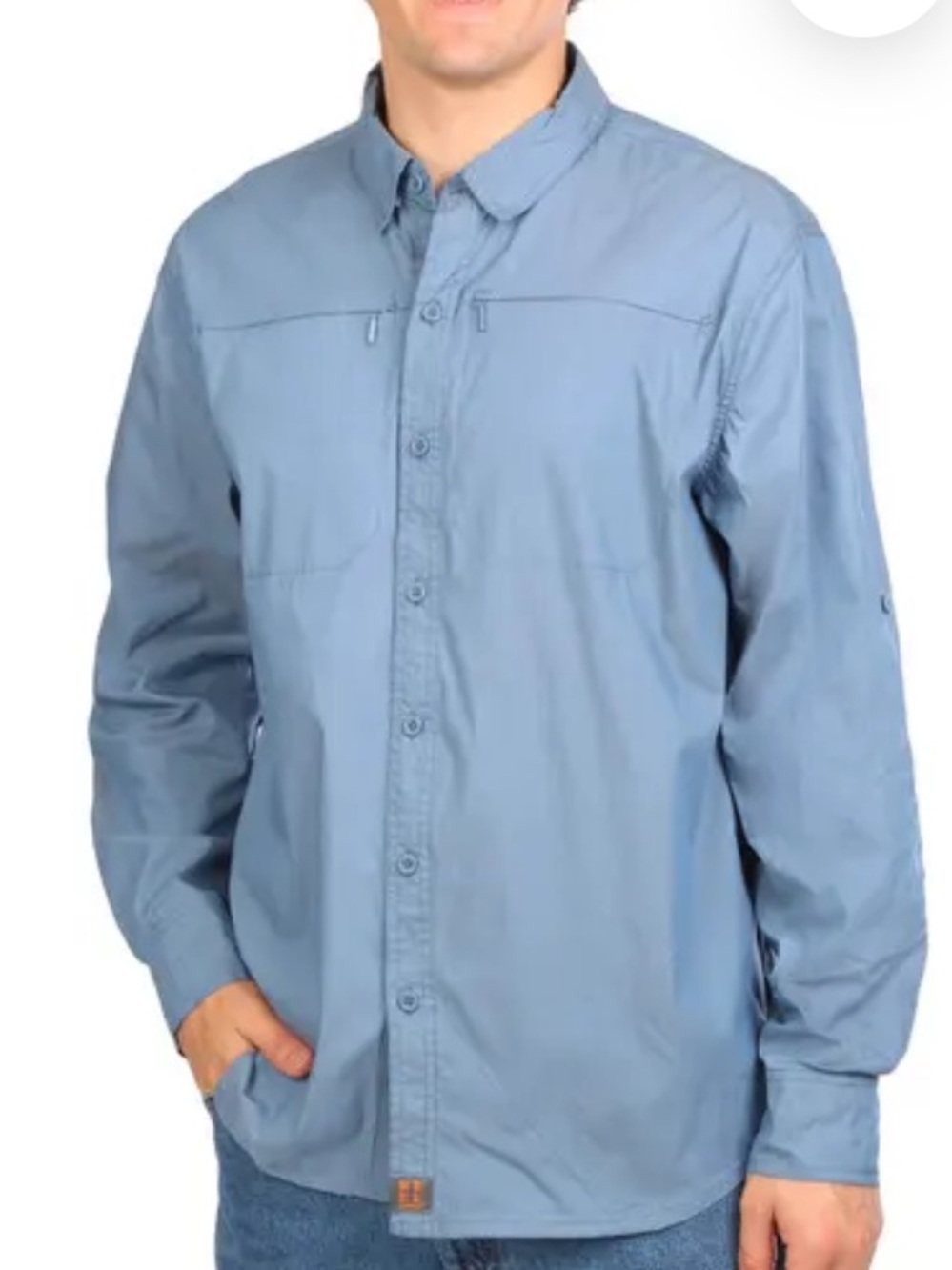 NWT Reel Legends Men's Blue Lightweight Button-Up Shirt UPF50 Size L